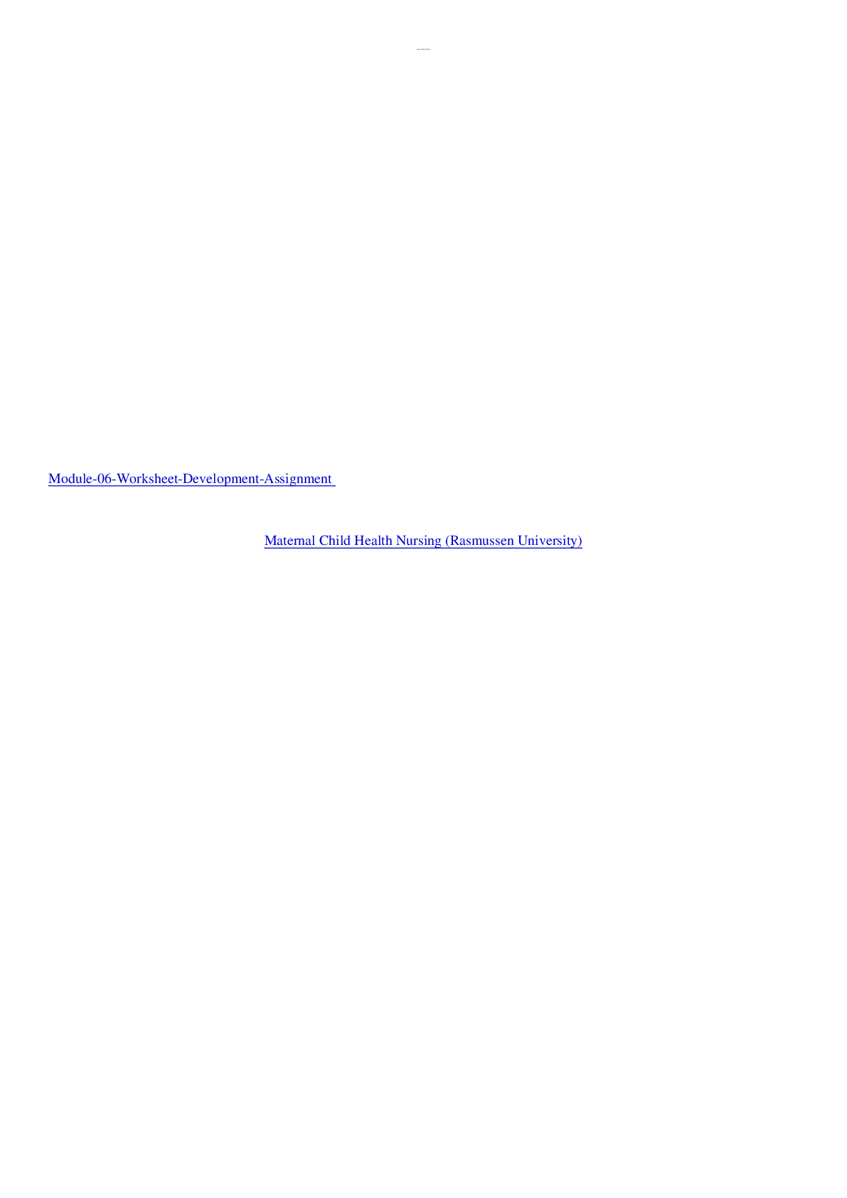 Preview image for NUR 2633 Module 06 Worksheet Development Assignment
